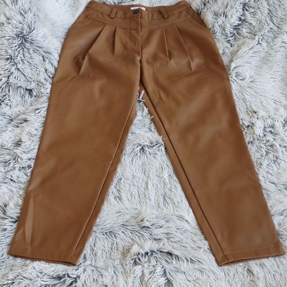 Topshop High Waisted Faux‎ Leather Peg Pants Trousers New Sz 6 NWT